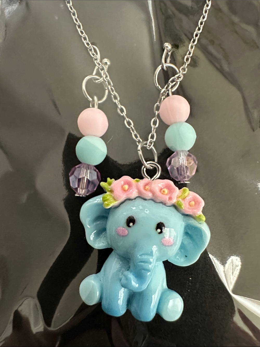 New Pastel Blue Elephant Flower Crown Necklace for Kids